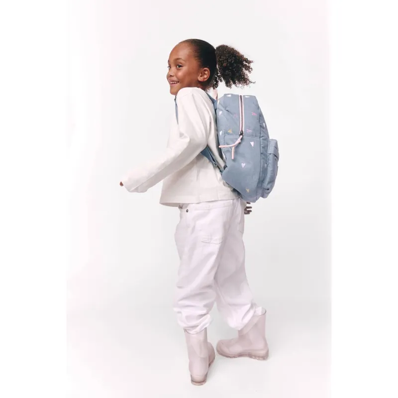 STUDIO NOOS - Denim Midi BACKPACK - batůžek | Hearts Light Blue Hearts