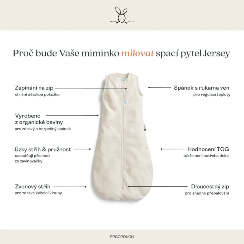 ERGOPOUCH Pytel na spaní organická bavlna Jersey Lullaby 8-24m, 8-14kg, 2,5tog