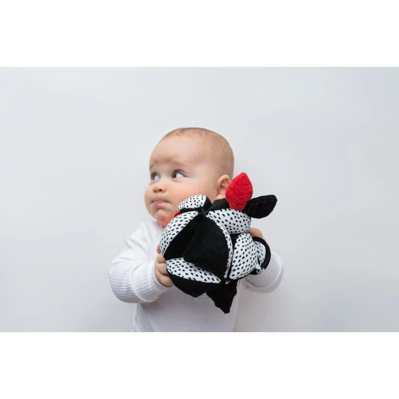 MOMS CARE Montessori míček se zrcátkem White & Black