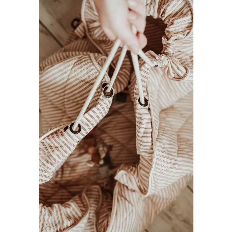 PLAY AND GO Noomad soft Hrací deka a Vak na hračky Stripes brown