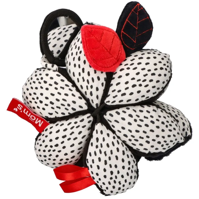 MOMS CARE Montessori míček se zrcátkem White & Black