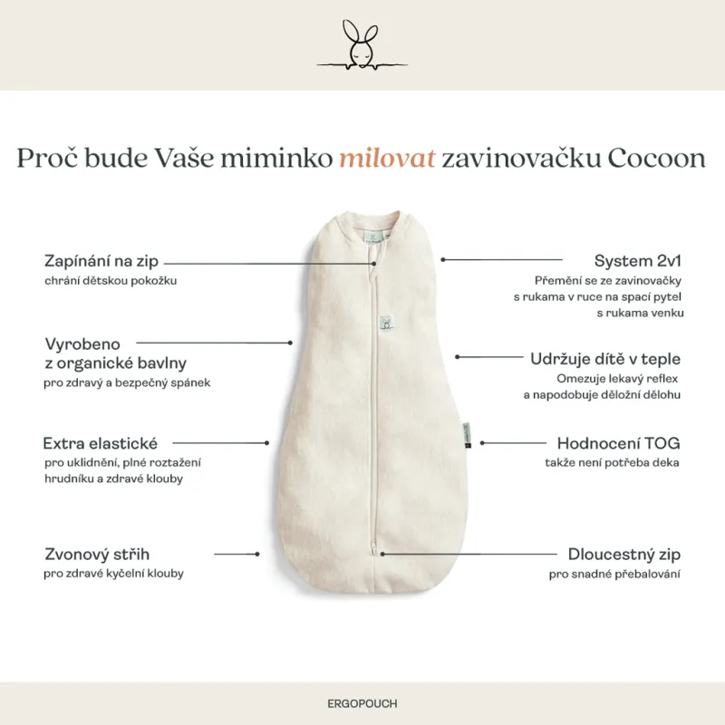 ERGOPOUCH Zavinovačka a pytel na spaní 2v1 Cocoon Lullaby 3-6m, 6-8kg, 1,0tog