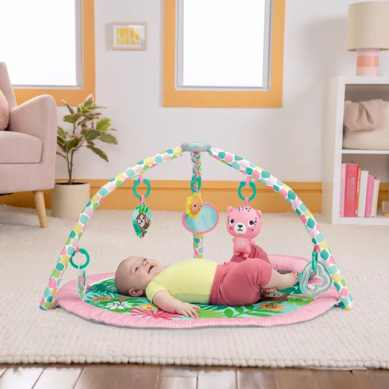 BRIGHT STARTS Deka na hraní pro rozvoj motoriky a smyslů POP 'N Wiggle Rosy Rainforest™, 0m+