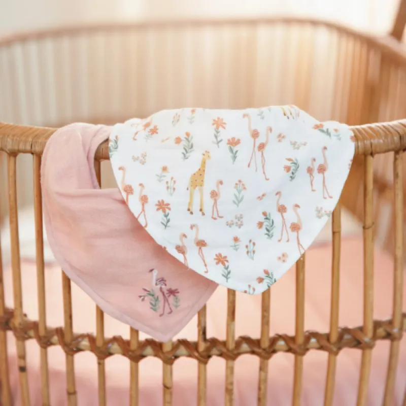 Little Dutch Bryndáček bandana 2 ks Pink Blooming Safari