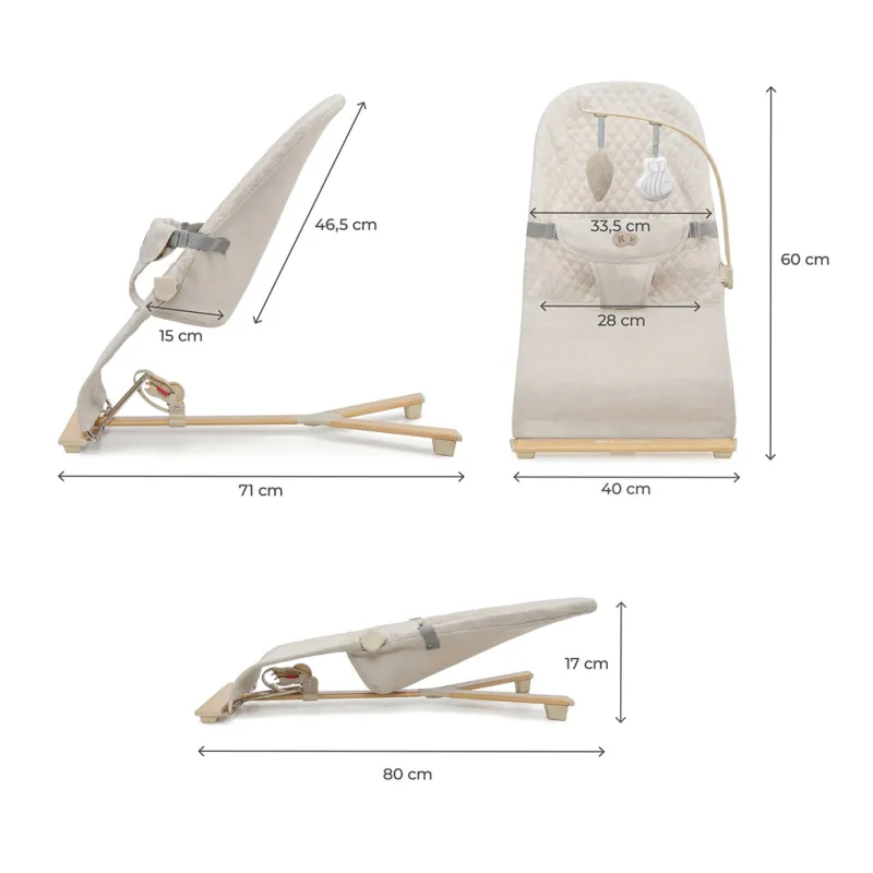 KINDERKRAFT Lehátko houpací Mimi Beige wood, do 9 kg