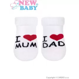New Baby Kojenecké froté ponožky bílé I Love Mum and Dad