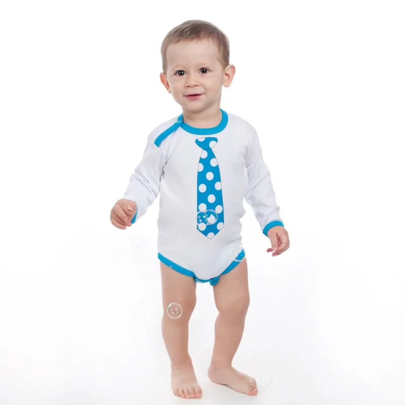 New Baby Body s potiskem s tyrkysovou kravatou