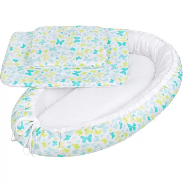 New Baby Luxusní hnízdečko s peřinkami pro miminko New Baby modří motýli