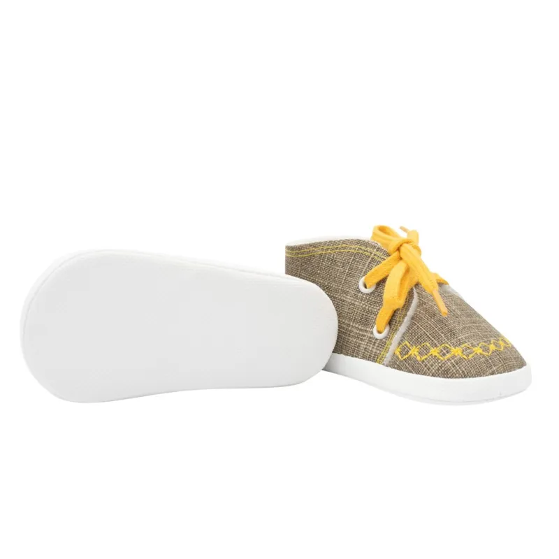 New Baby Kojenecké capáčky tenisky jeans mustard 0-3 m