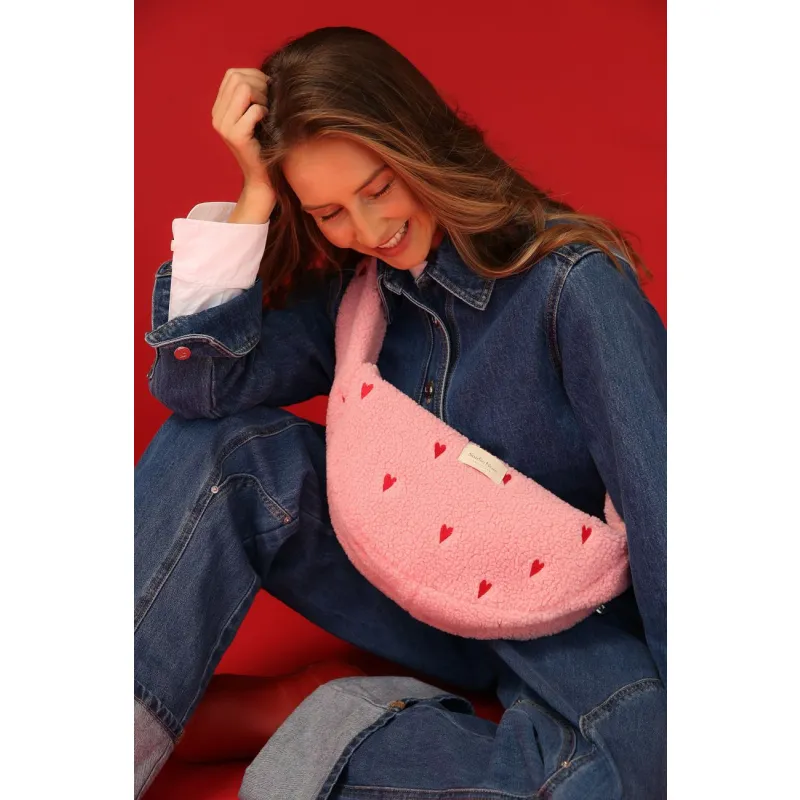 STUDIO NOOS - Teddy Mini Cross Body Bag | Light Pink Hearts