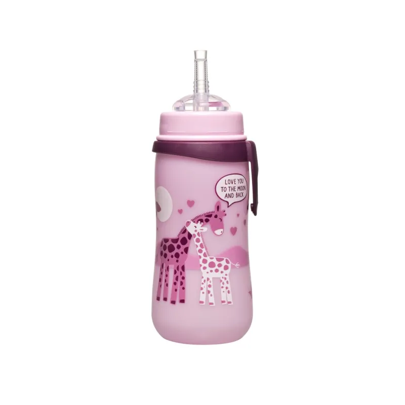 NIP Straw cup láhev s brčkem, 330ml, holka