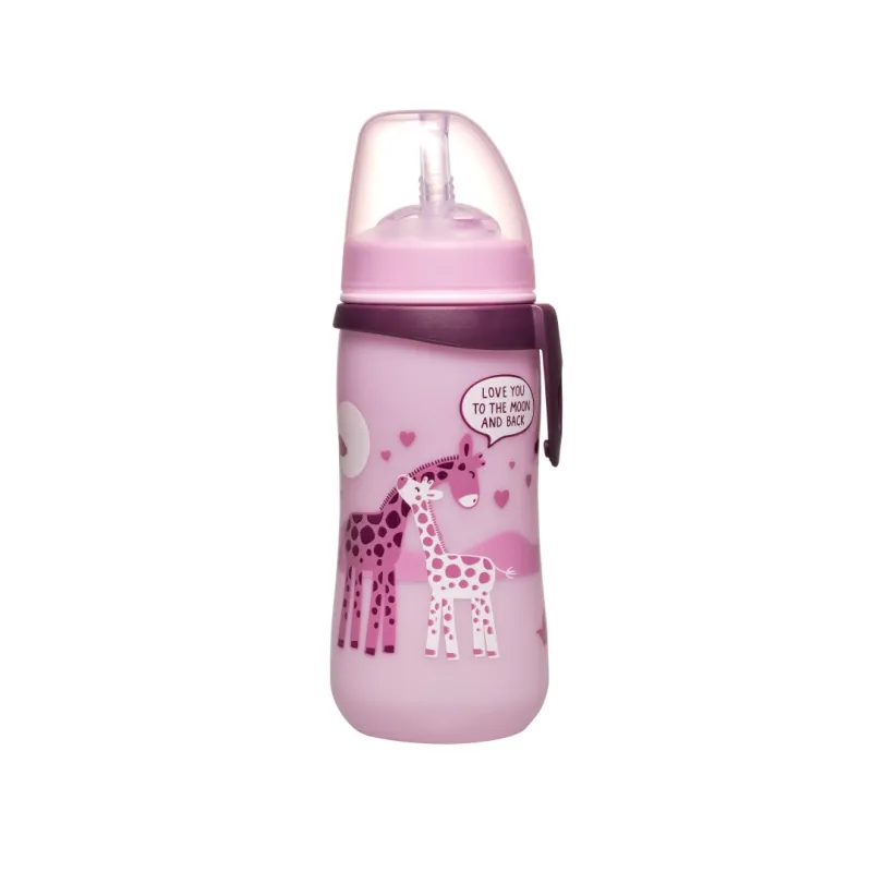 NIP Straw cup láhev s brčkem, 330ml, holka