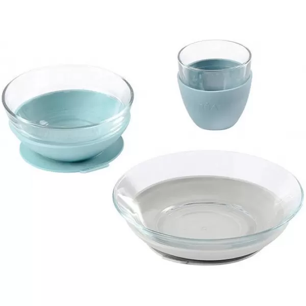 Beaba Jídelní sada skleněná s přísavkami